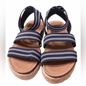 Torrid Navy Striped Espadrille Sandals